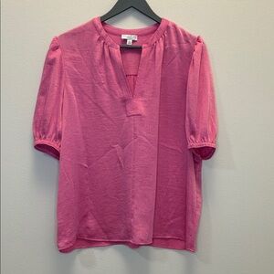 Current Air Pink Puff Sleeve Blouse